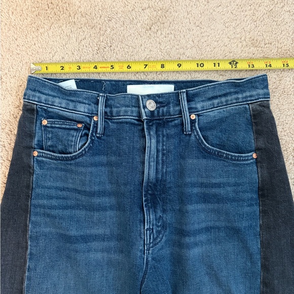 Mother Superior The Half Pipe Flood Jeans in Black & Blue Women Sz 26 Barrel Leg - Picture 13 of 16